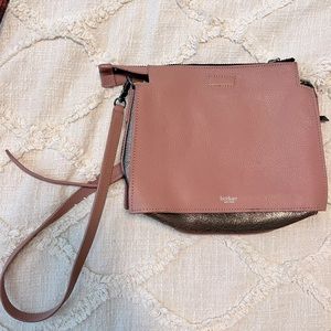 Light pink & metallic crossbody purse.